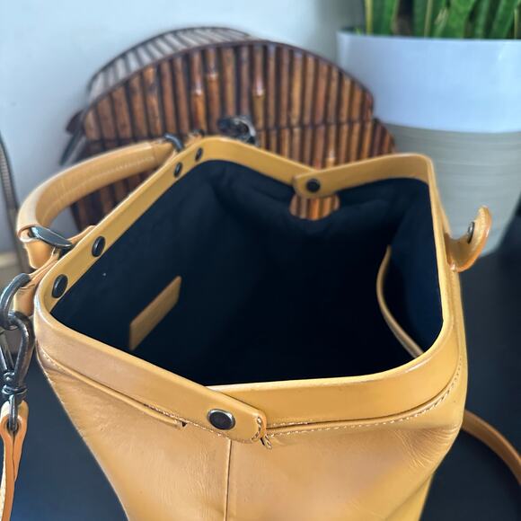 AWESOME NEEDS Cow Leather Doctor Shoulder Satchel Mandarine Orange Yellow - Picture 12 of 13